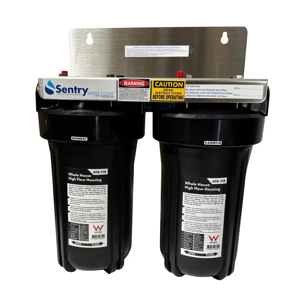 Sentry Water Filters Reverse Osmosis 10x4.5 twin double whole house small home filter stainless steel bracket watermark certified housing