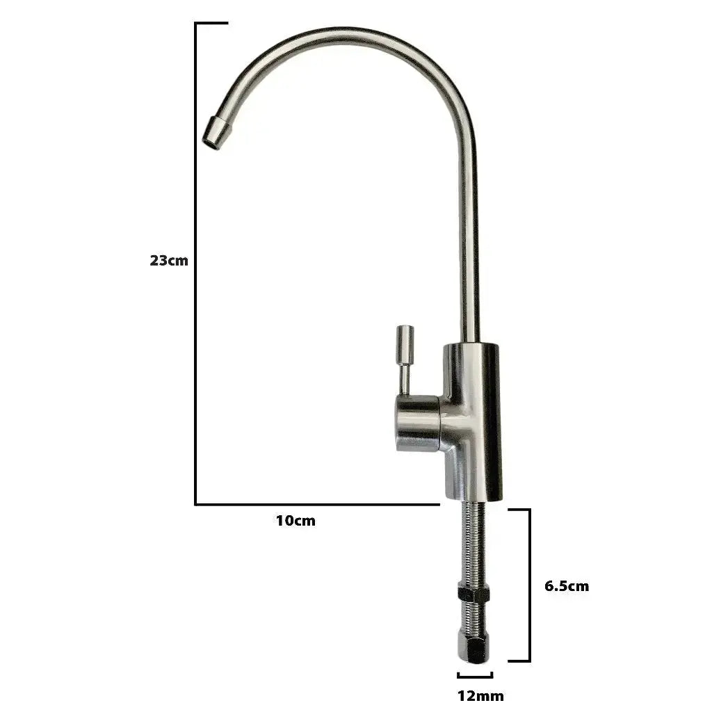 Modern brushed nickel satin finish faucet with 23cm height (+6.5cm installation), 10cm reach