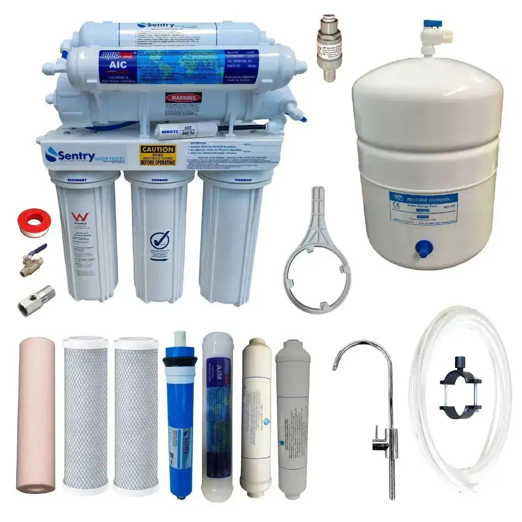 RON7-MAN Reverse Osmosis Undersink No Pump 7 Stage Mineralising Alkalising and NanoSilver System Kit Full