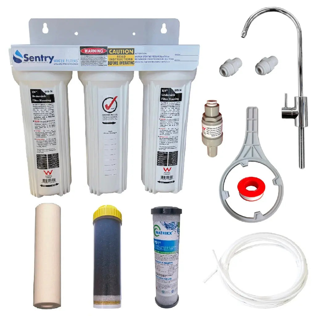 Mains Water White Triple Under Sink | Three Stage Under Sink Sentry Water Filters