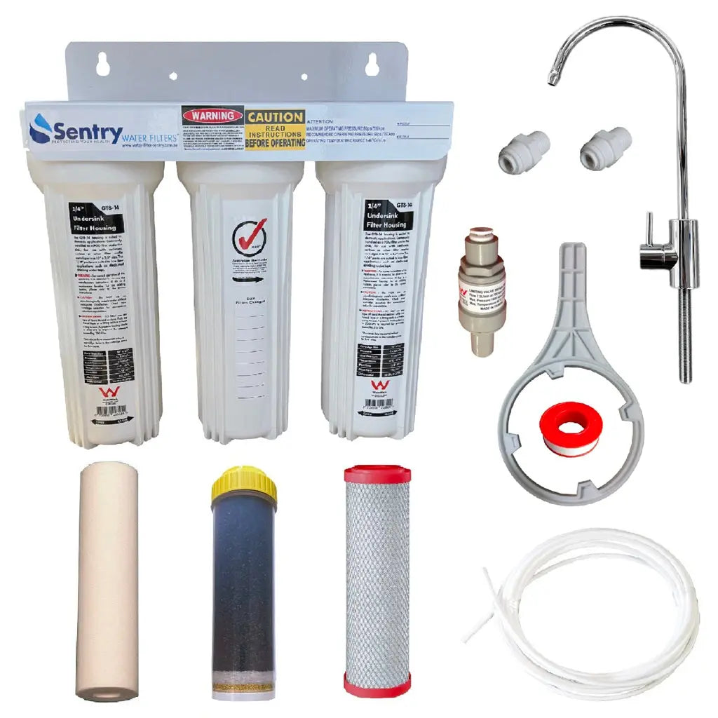 Mains Water White Triple Under Sink | Three Stage Under Sink Sentry Water Filters