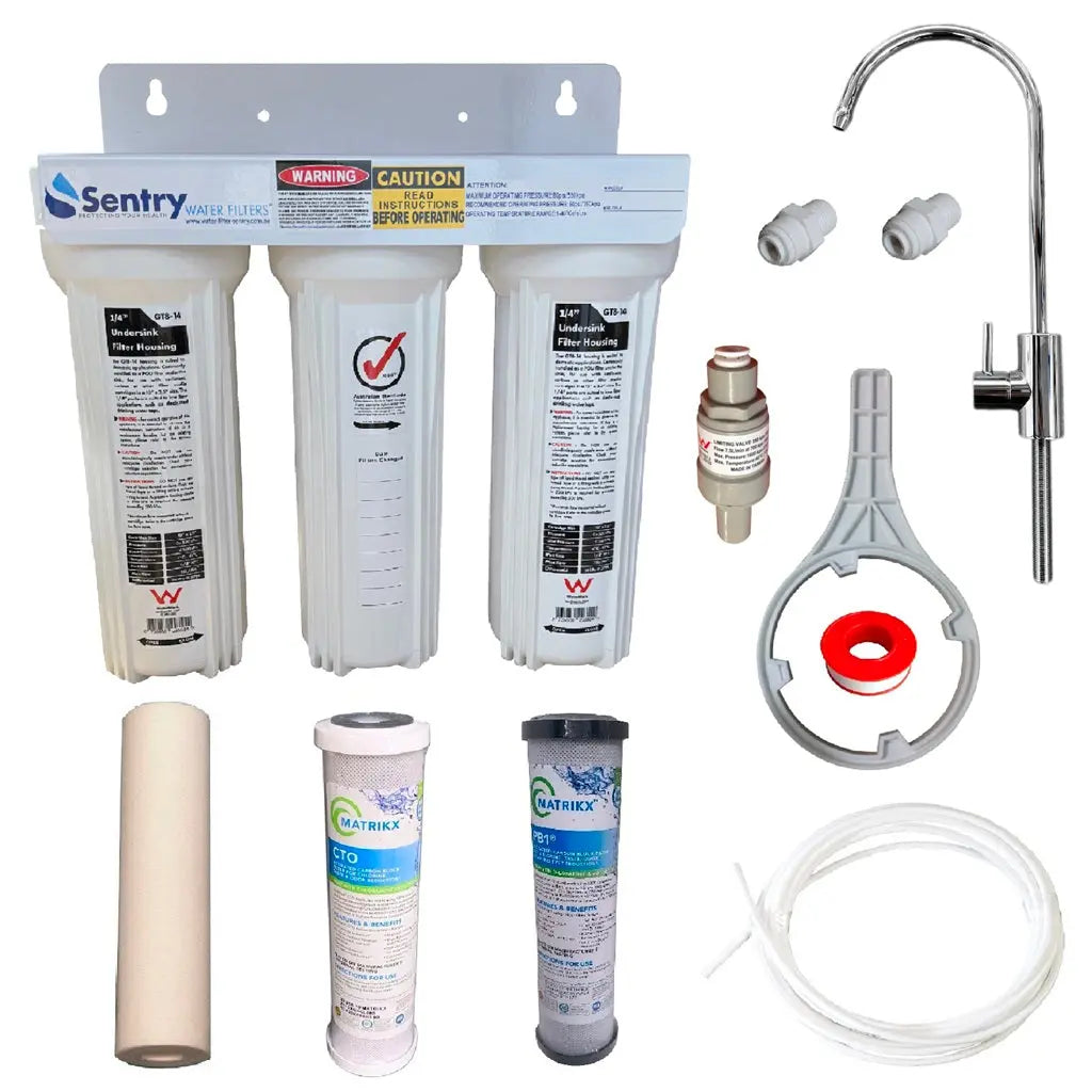 Mains Water White Triple Under Sink | Three Stage Under Sink Sentry Water Filters