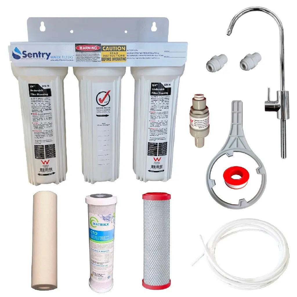 Mains Water White Triple Under Sink | Three Stage Under Sink Sentry Water Filters