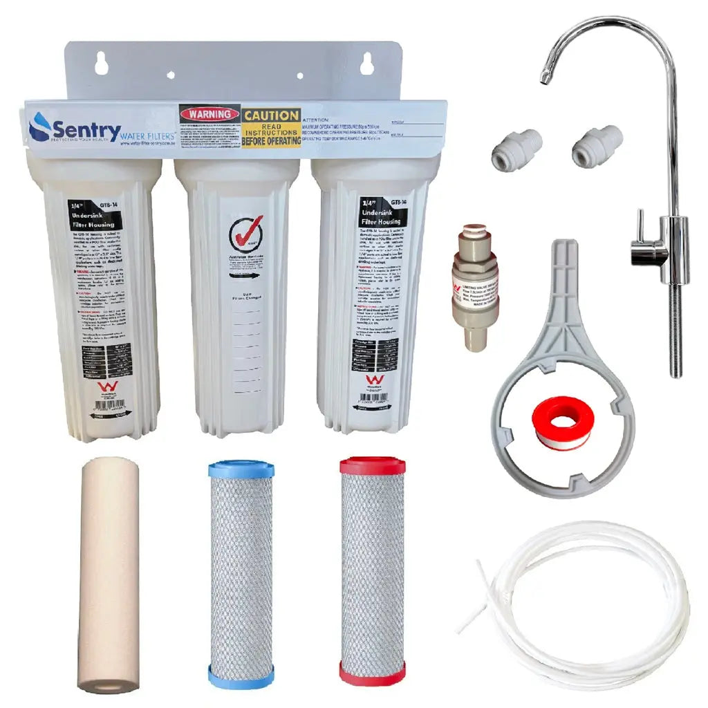 Mains Water White Triple Under Sink | Three Stage Under Sink Sentry Water Filters