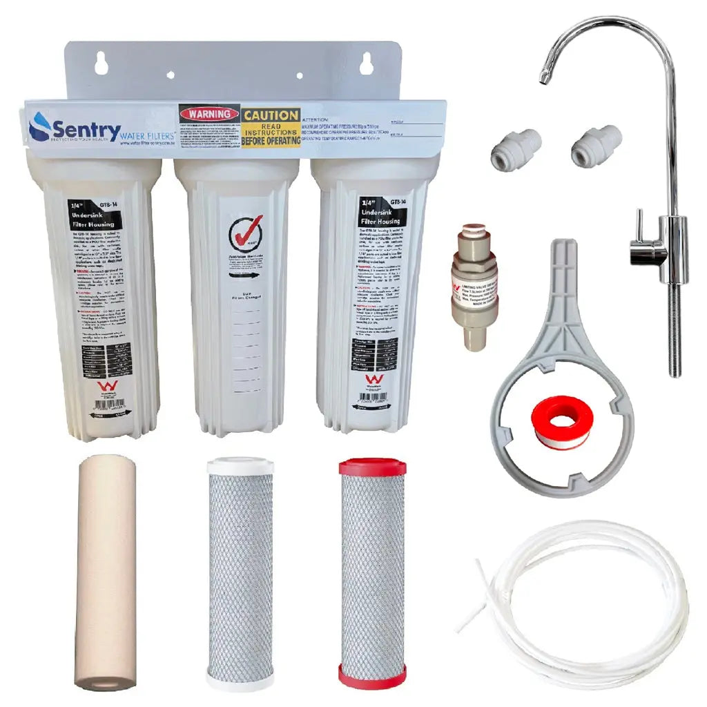 Mains Water White Triple Under Sink | Three Stage Under Sink Sentry Water Filters