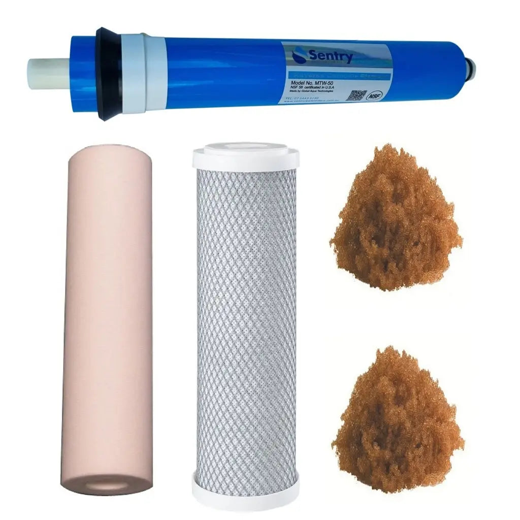 Sentry Water Filters Aquarium Fish Reverse Osmosis replacement Filter RO Membrane standard volume pre-filters two DI resin refills PRO-4