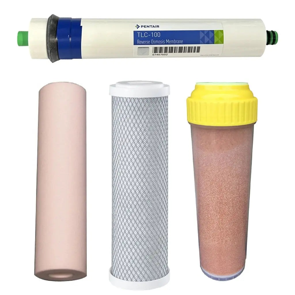 Sentry Water Filters Reverse osmosis filter PRO 4DJ standard volume replacement filter pack with Pentek RO membrane and resin cartridge