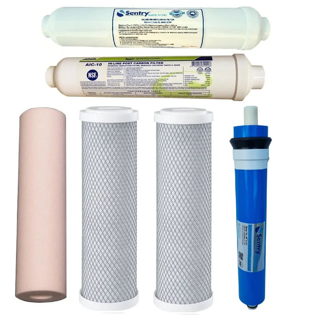 Sentry Water Filters reverse osmosis RO filter packs stage 6 replacement pack with 50gpd membrane