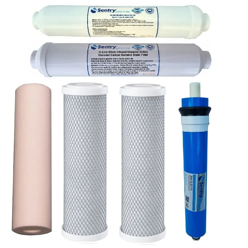Sentry Water Filters reverse osmosis RO filter packs stage 6 replacement pack with 50gpd membrane