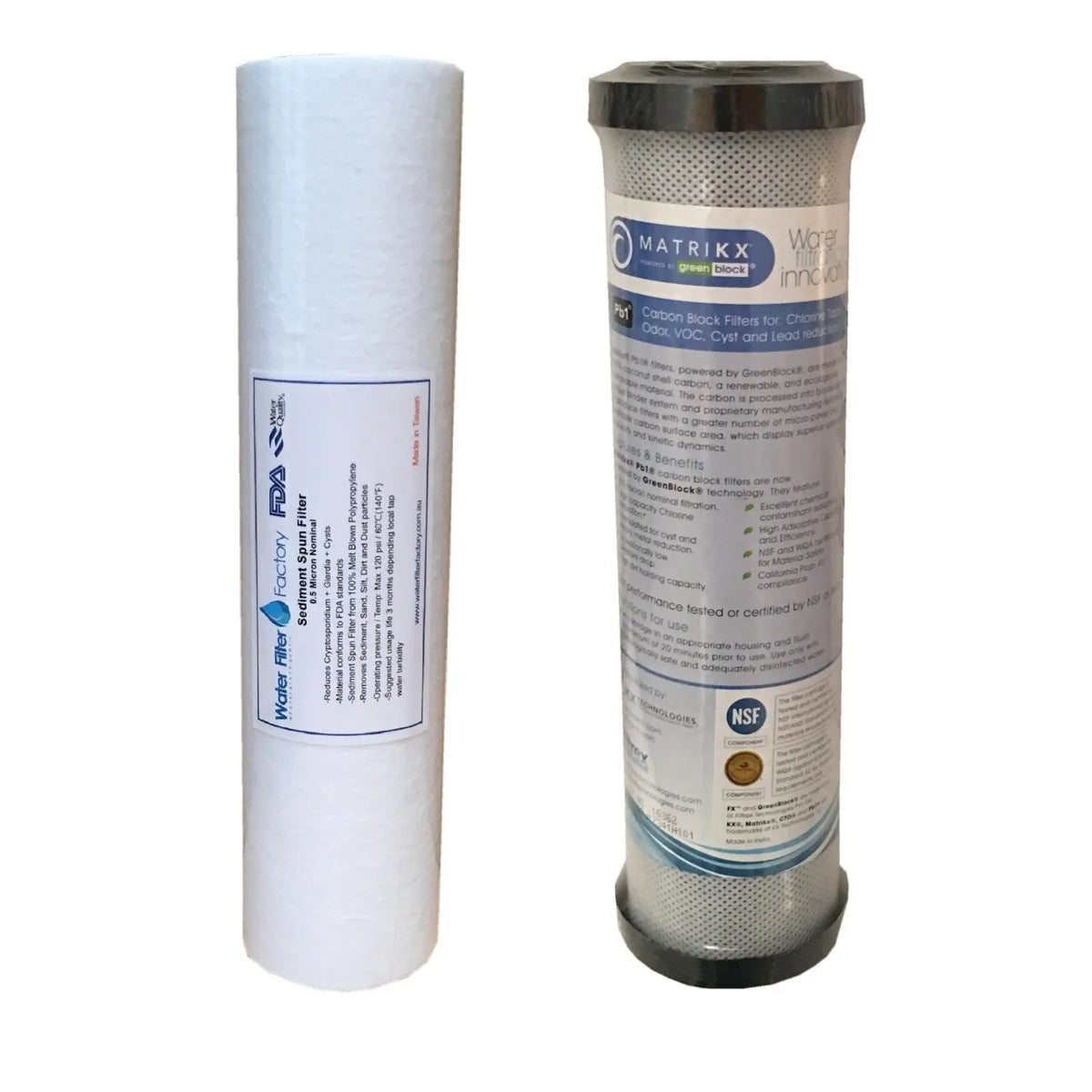 Matrikx Pb1 Lead Heavy Metals Chloramine Chlorine Water Filters + 0.5uM Sediment