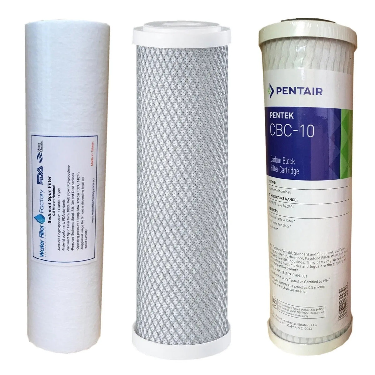 Reverse Osmosis Pre-Filters | Triple Water Filter Set | 0.5 Micron Pentek CBC-10
