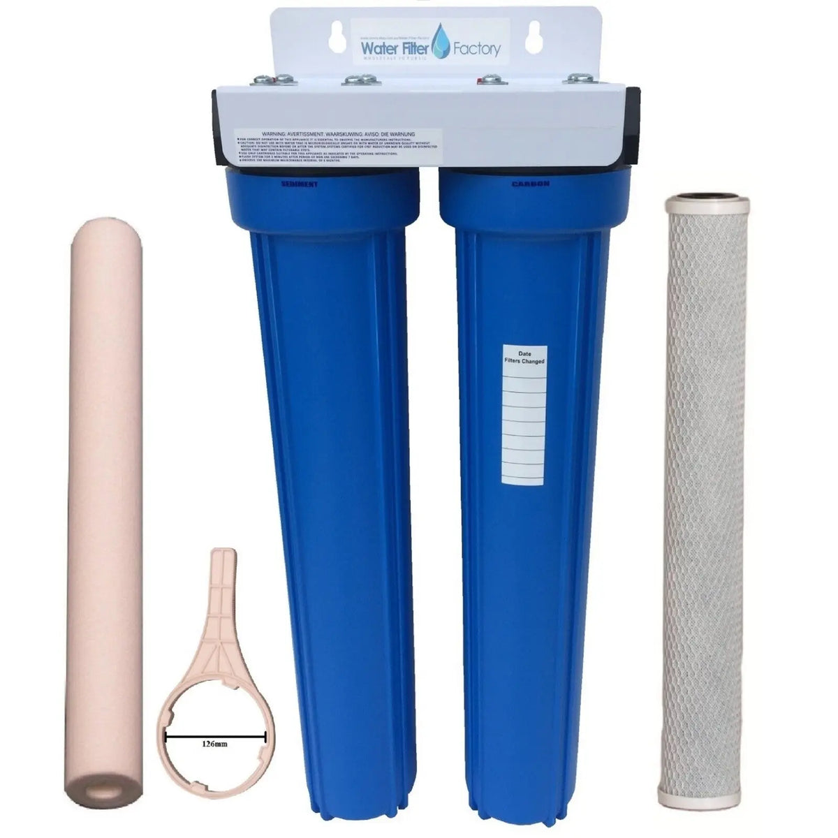 BS-SC 20"x2.5" Twin Blue Tank Water Filter Dual Unit | Sediment + Carbon Filters
