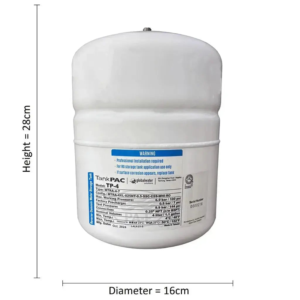 Tank RO reverse osmosis water filter pressurised buffer storage 2 litre