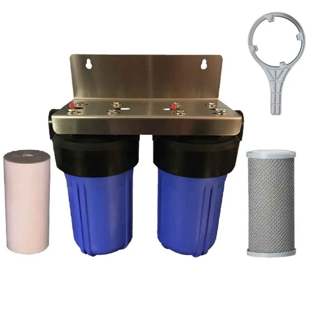 BB10 big blue dual 10"x4.5" tank water filter twin SS spun nano