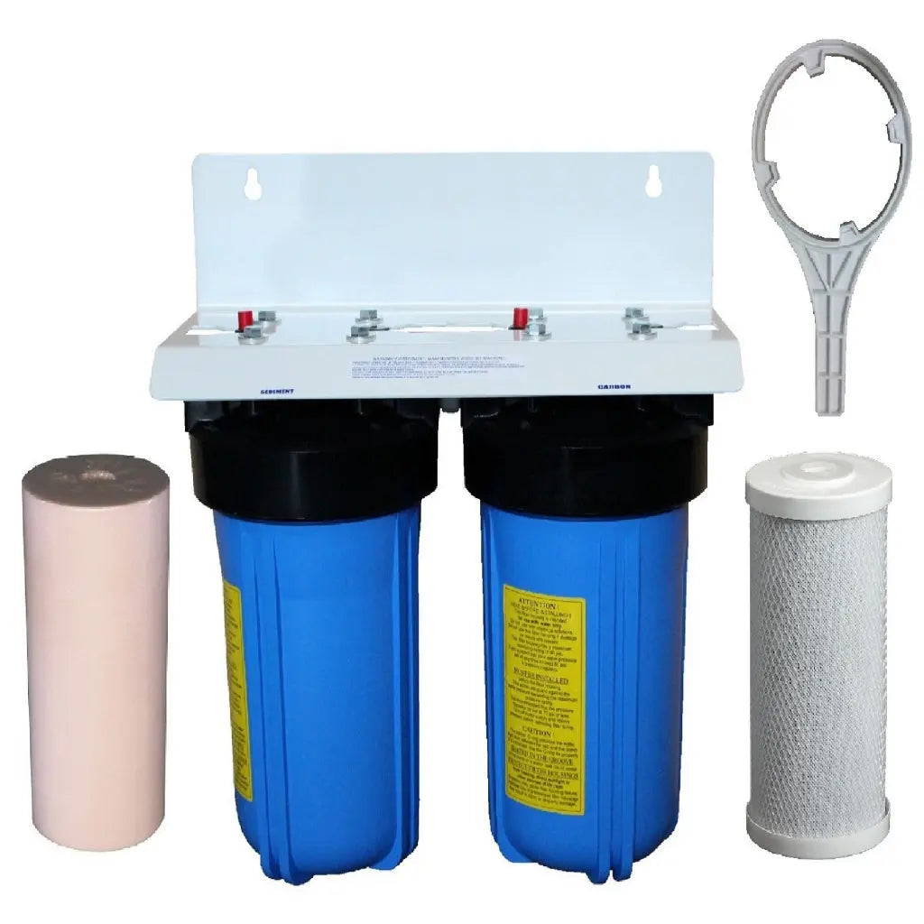 Big Blue 10 Inch Water Filter With Spun Sediment and Carbon White Bracket Sentry