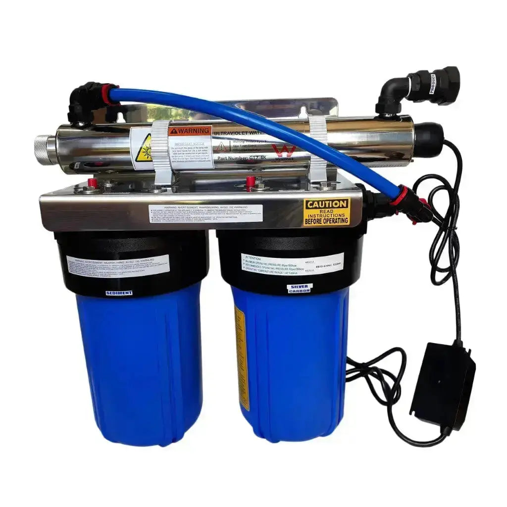 BB10 big blue dual 10"x4.5" tank water filter with ultraviolet ultra violet UV steriliser