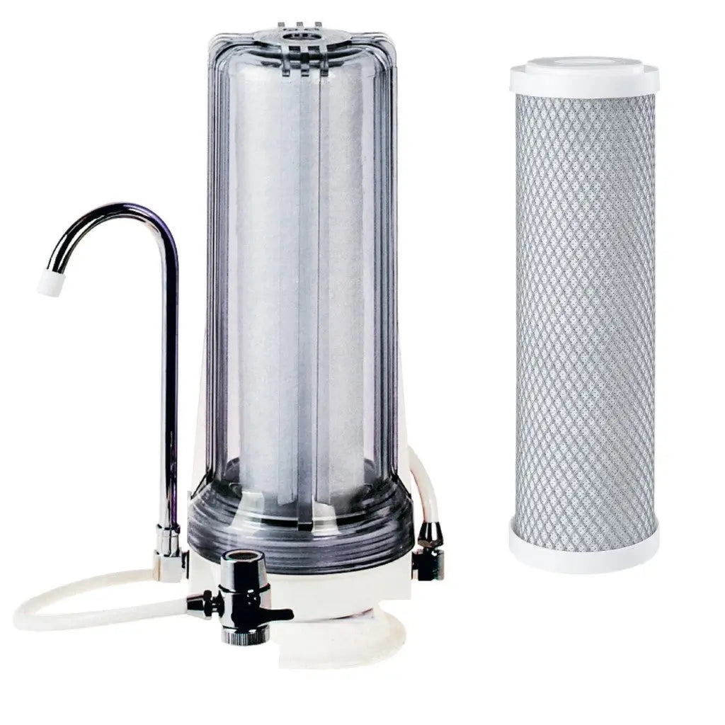 Clear water filter countertop outside