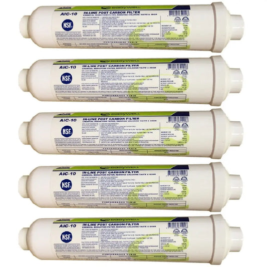 5x Easywell in-line post carbon filters AIC-10 Samsung Fridge Filter for Caravan Water Filters Inline Portable Carbon Filters