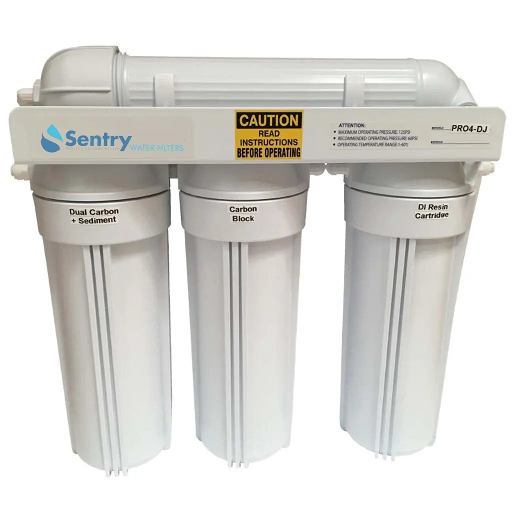 PRO-4-DJ reverse osmosis system with DI white housing