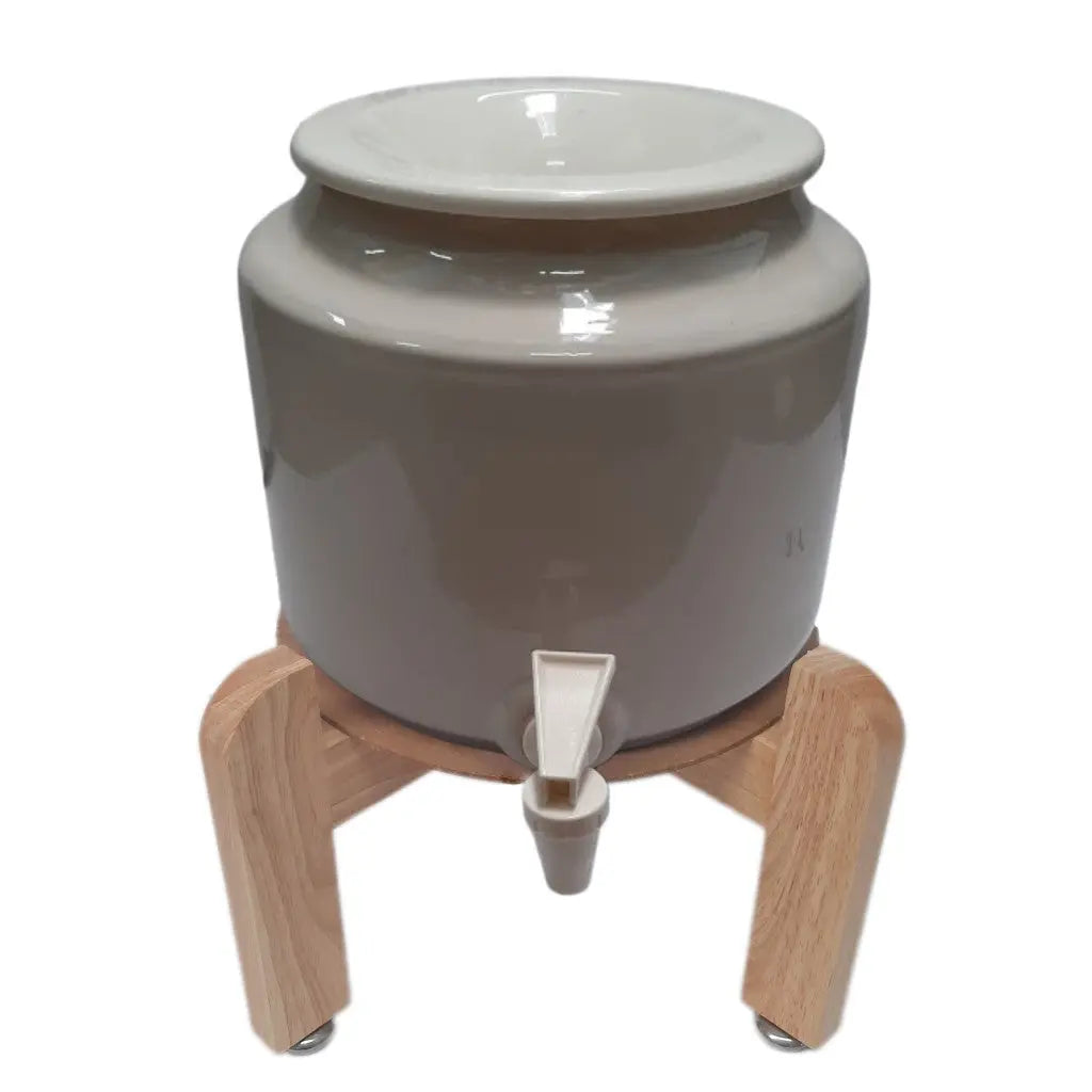 Waterworks ceramic well water crock and stand