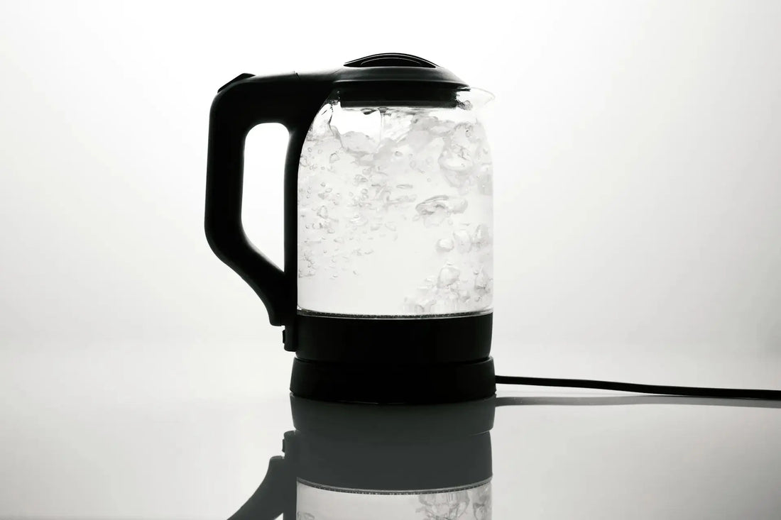 Kettle boiling water in photographic studio 