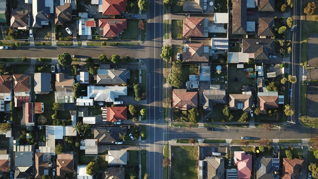 Overhead photo of Australian suburb