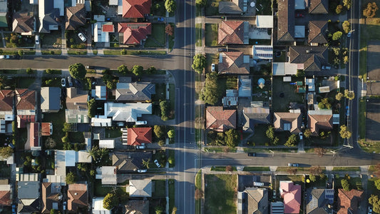 Overhead photo of Australian suburb