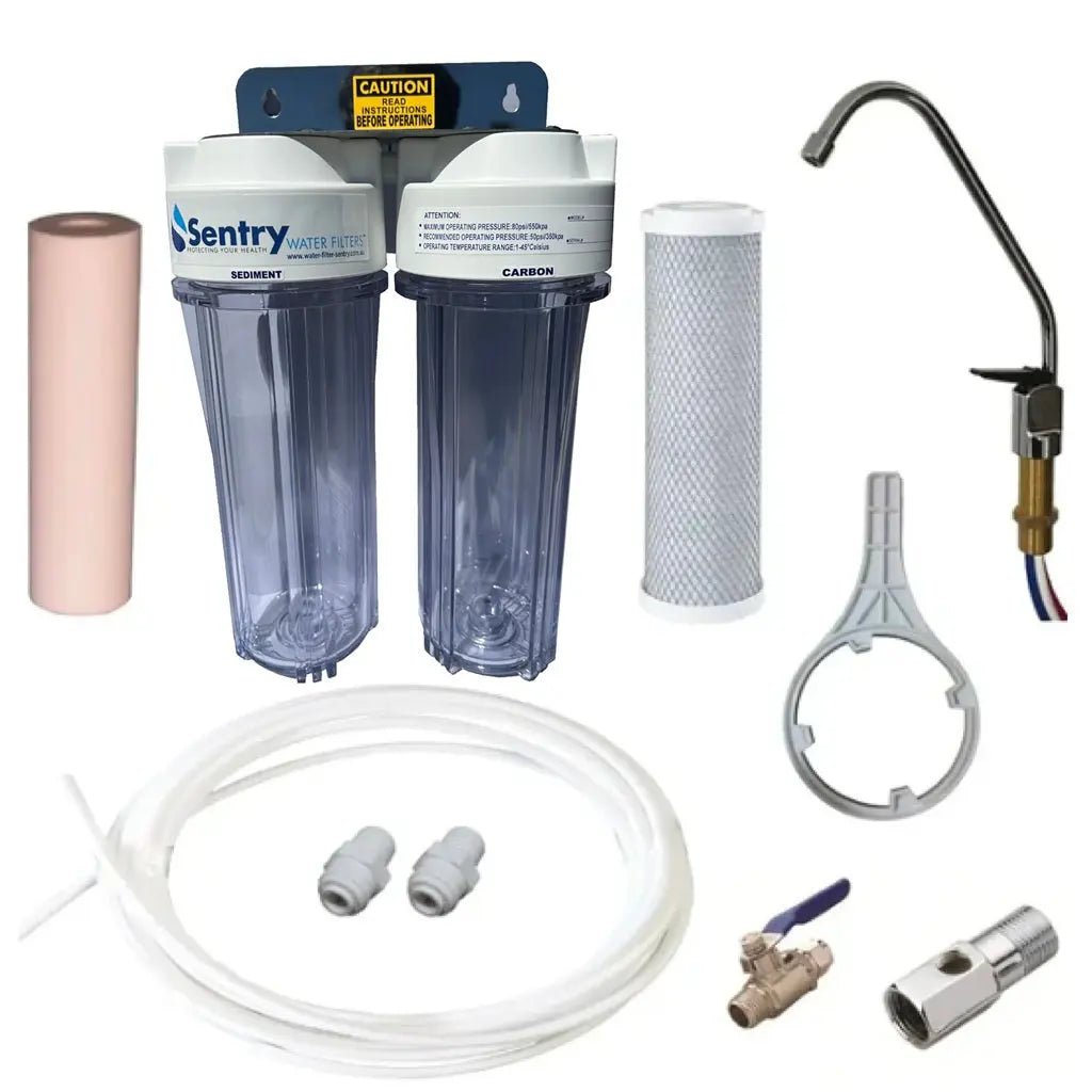 Vented Tap Dual Under Sink Clear Filter Housings Chemical Water Filters