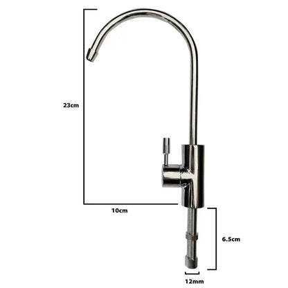 Faucet Deluxe small faucet RO mall drinking tap dimensions. 23cm height, 10cm width.