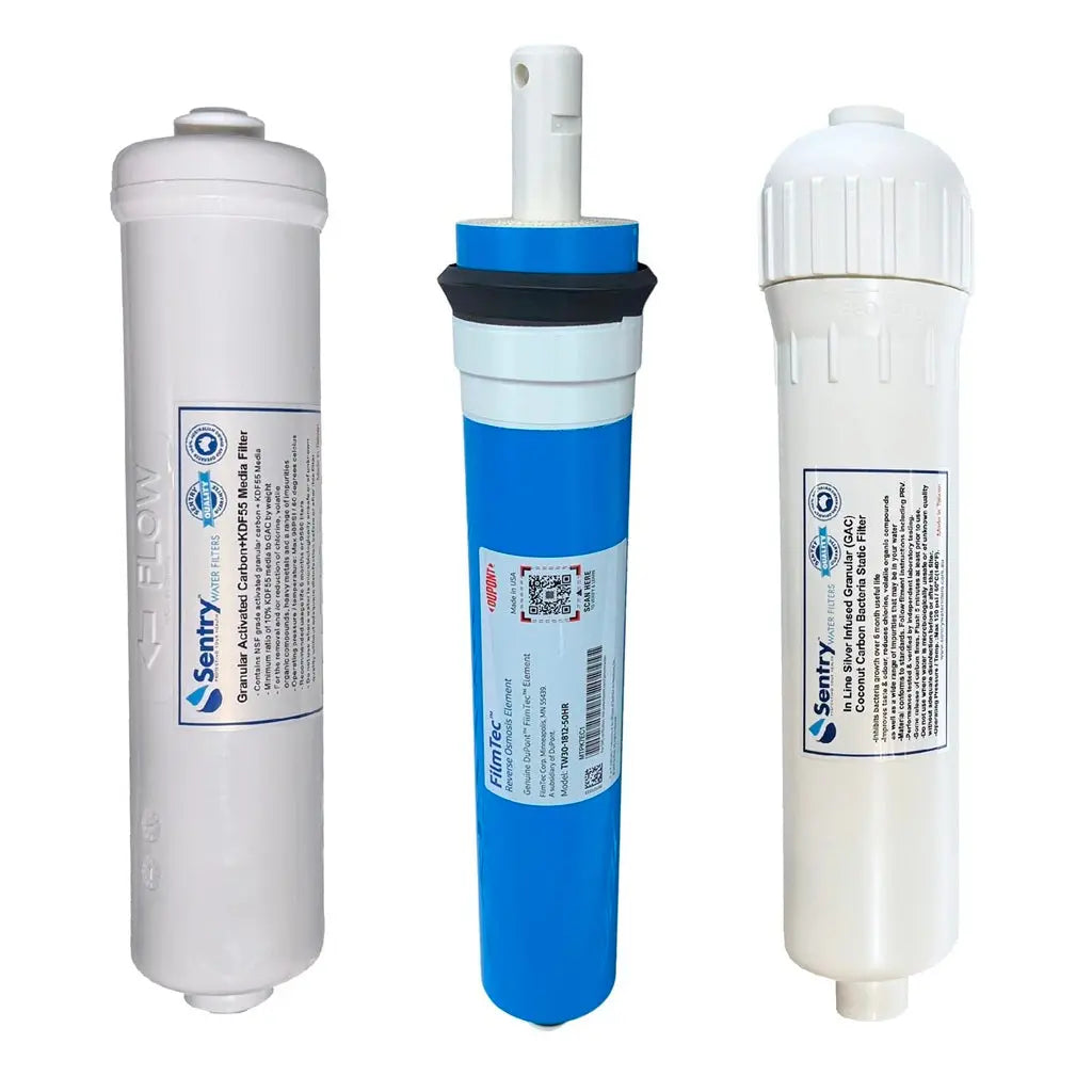 HRO 3NJ premium hand-held high volume silver infused antibacterial reverse osmosis replacement filter pack with filmtec membrane