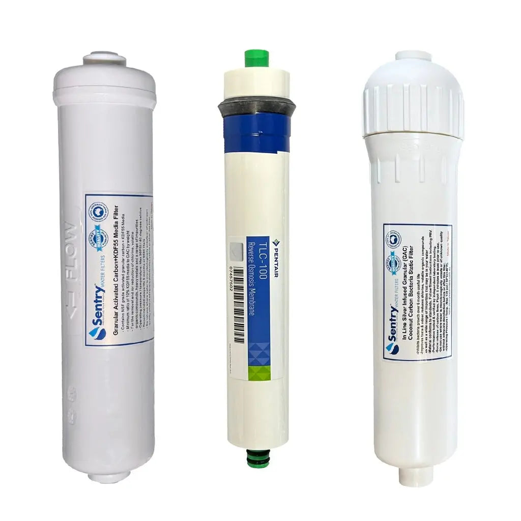 HRO 3NJ premium hand-held high volume silver infused antibacterial reverse osmosis replacement filter pack with pentek membrane