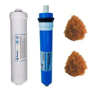 HRO 3DJ premium hand-held high volume reverse osmosis replacement filter pack with membrane and two DI resin refills