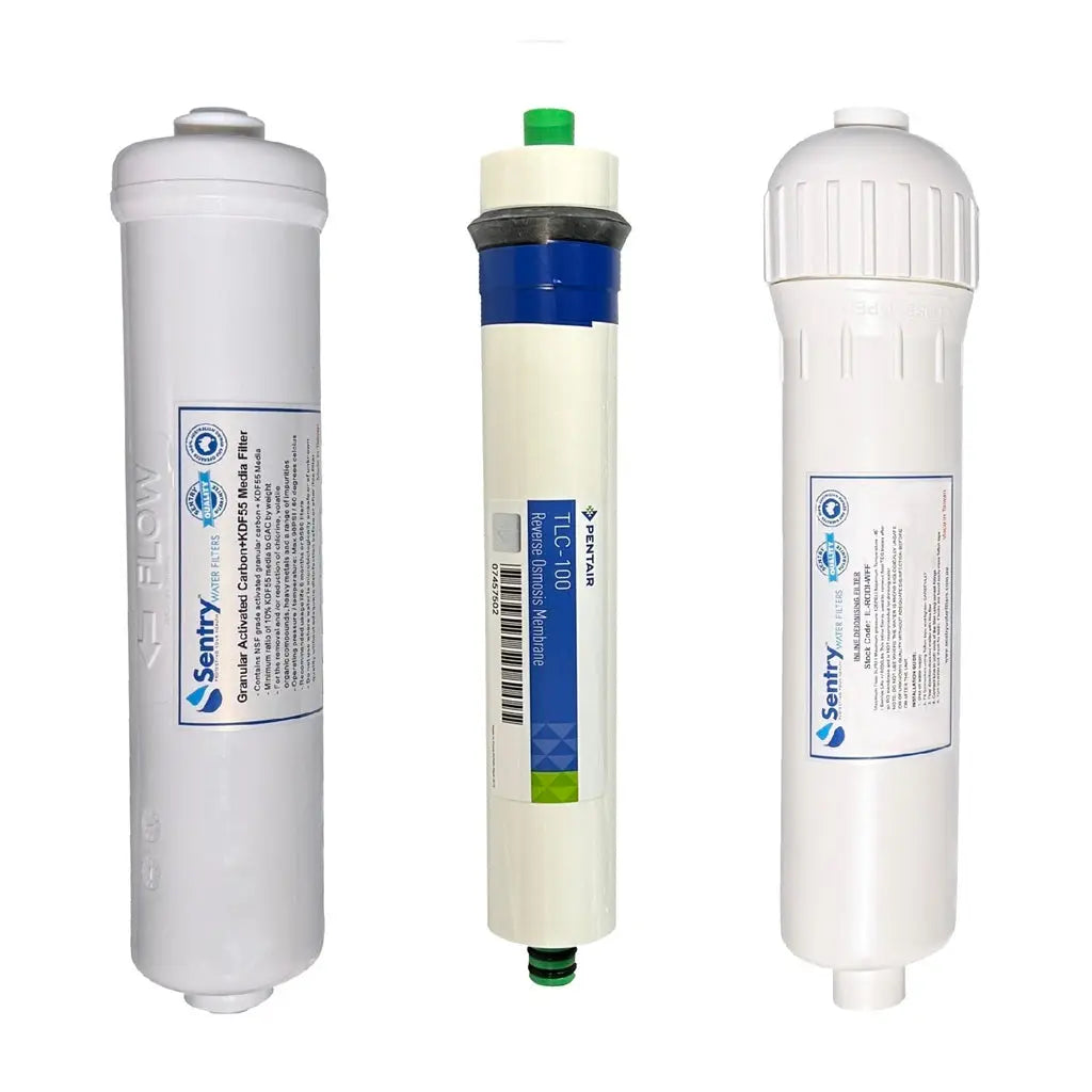 HRO 3DJ premium hand-held high volume reverse osmosis replacement filter pack with pentek membrane and one DI resin cartridge