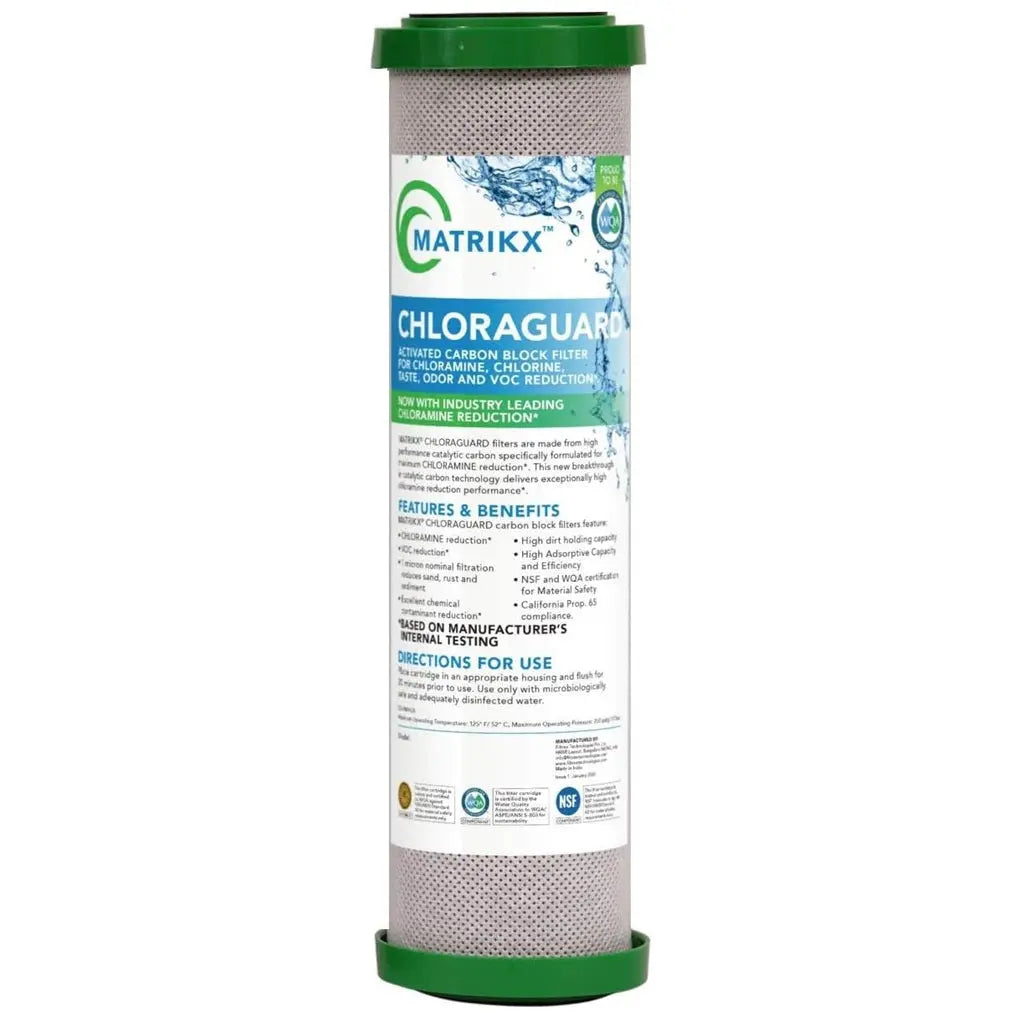 1uM Matrikx ChloraGuard High Volume Carbon Block Water Filters + Spun Sediment Filter
