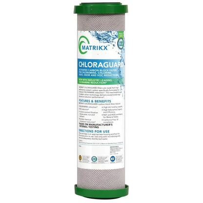 1uM Matrikx ChloraGuard High Volume Carbon Block Water Filters + Spun Sediment Filter