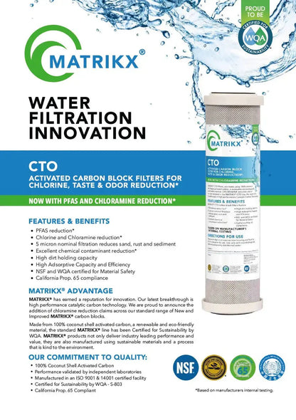 High Volume Matrikx Carbon Block Water Filter + Spun Sediment Particle Filters Sentry Water Filters
