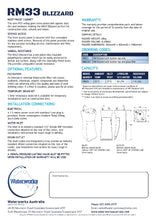 Load image into Gallery viewer, RM33GF blizzard information sheet page 2