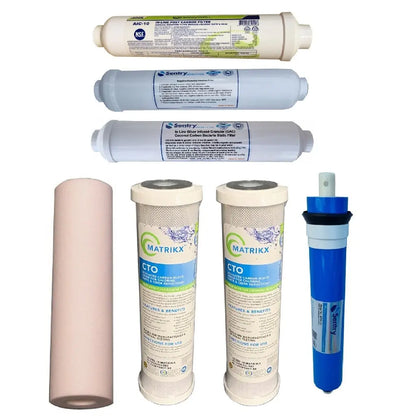 Sentry Water Filters 7-stage reverse osmosis RO PFAS forever chemicals filter, post carbon negative potential alkaline and anti bacterial silver infused filters filmtec 50gpd membrane