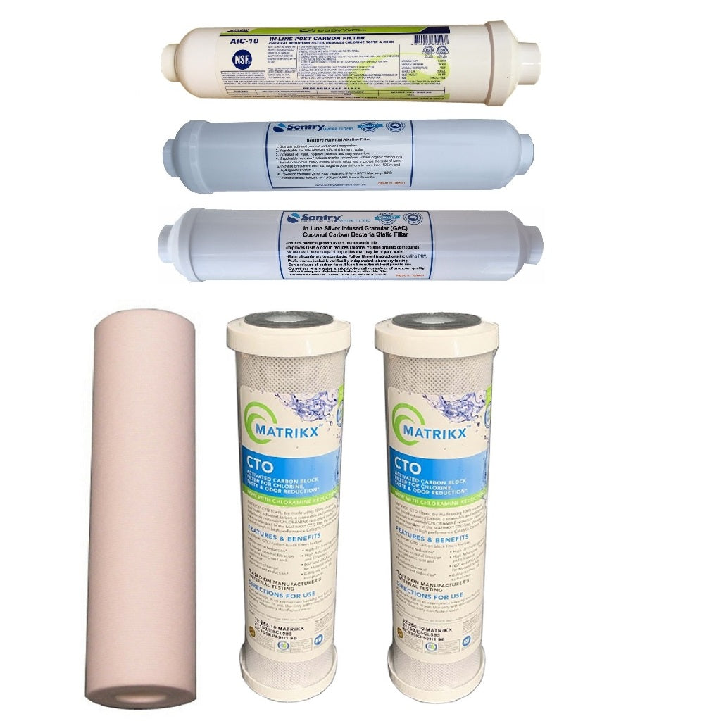 Sentry Water Filters 7-stage reverse osmosis RO PFAS forever chemicals filter, post carbon negative potential alkaline and anti bacterial silver infused filters no membrane