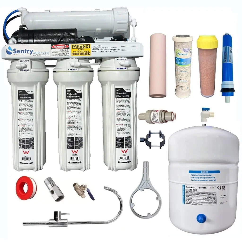 Reverse Osmosis Marine Aquarium Fish Filter Tank RODI ROP4-DJ with Pressure Pump