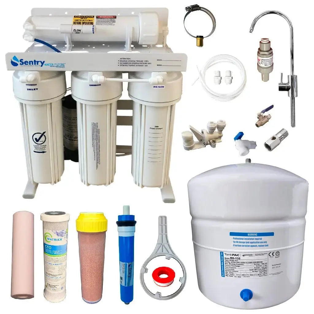 Aquarium Reverse Osmosis Water Filters Fish 100GPD RO DI Filter + Pump ROPS4-DJ Sentry Water Filters