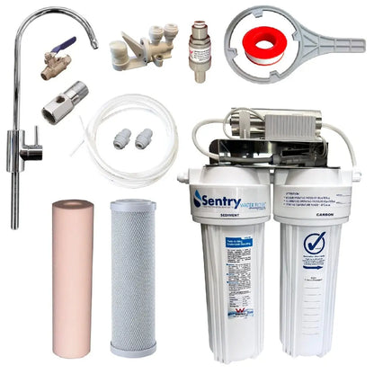 10"x2.5" LED UV system complete install kit with watermark housings sediment filter and silver infused carbon block filter