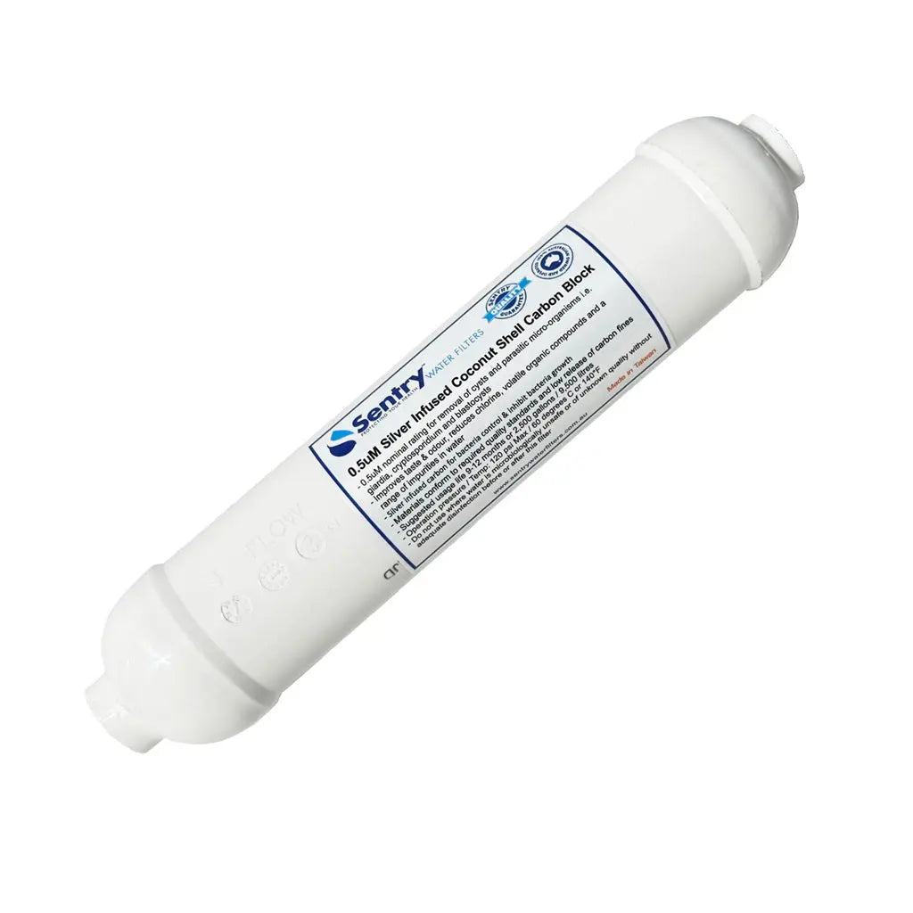 Inline 0.5uM Nano Silver Infused Carbon Block Water Filter Caravan Sentry Water Filters