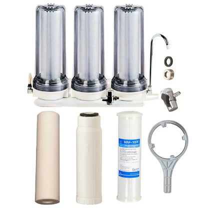 clear housing Triple countertop system for tank water sediment hollow fiber 3 in 1 bacteria reduction filter
