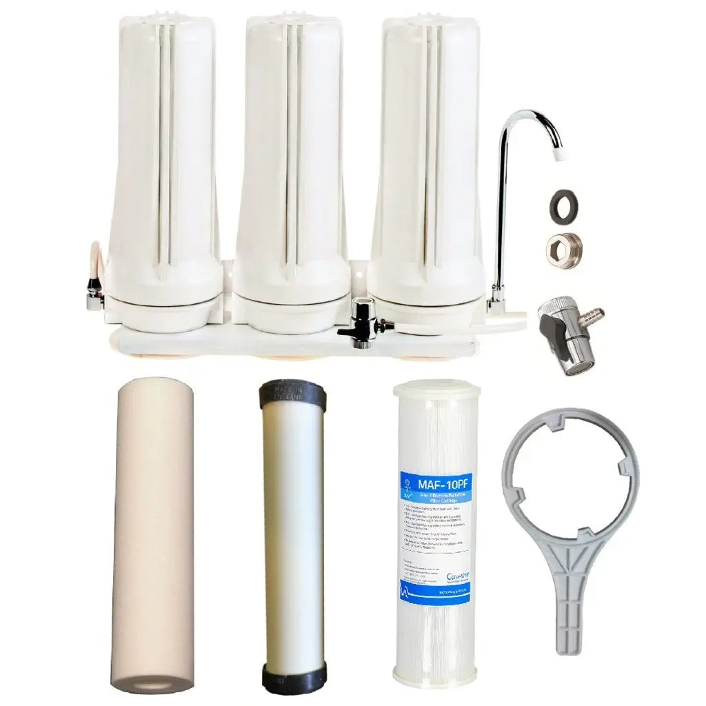 Tank Water White Triple Benchtop Countertop | Three Stage Counter Benchtop Sentry Water Filters