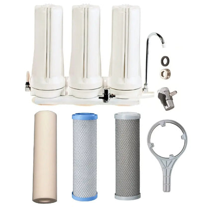 Tank Water White Triple Benchtop Countertop | Three Stage Counter Benchtop Sentry Water Filters