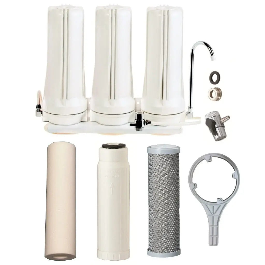 Tank Water White Triple Benchtop Countertop | Three Stage Counter Benchtop Sentry Water Filters