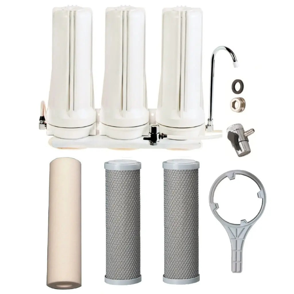 Tank Water White Triple Benchtop Countertop | Three Stage Counter Benchtop Sentry Water Filters