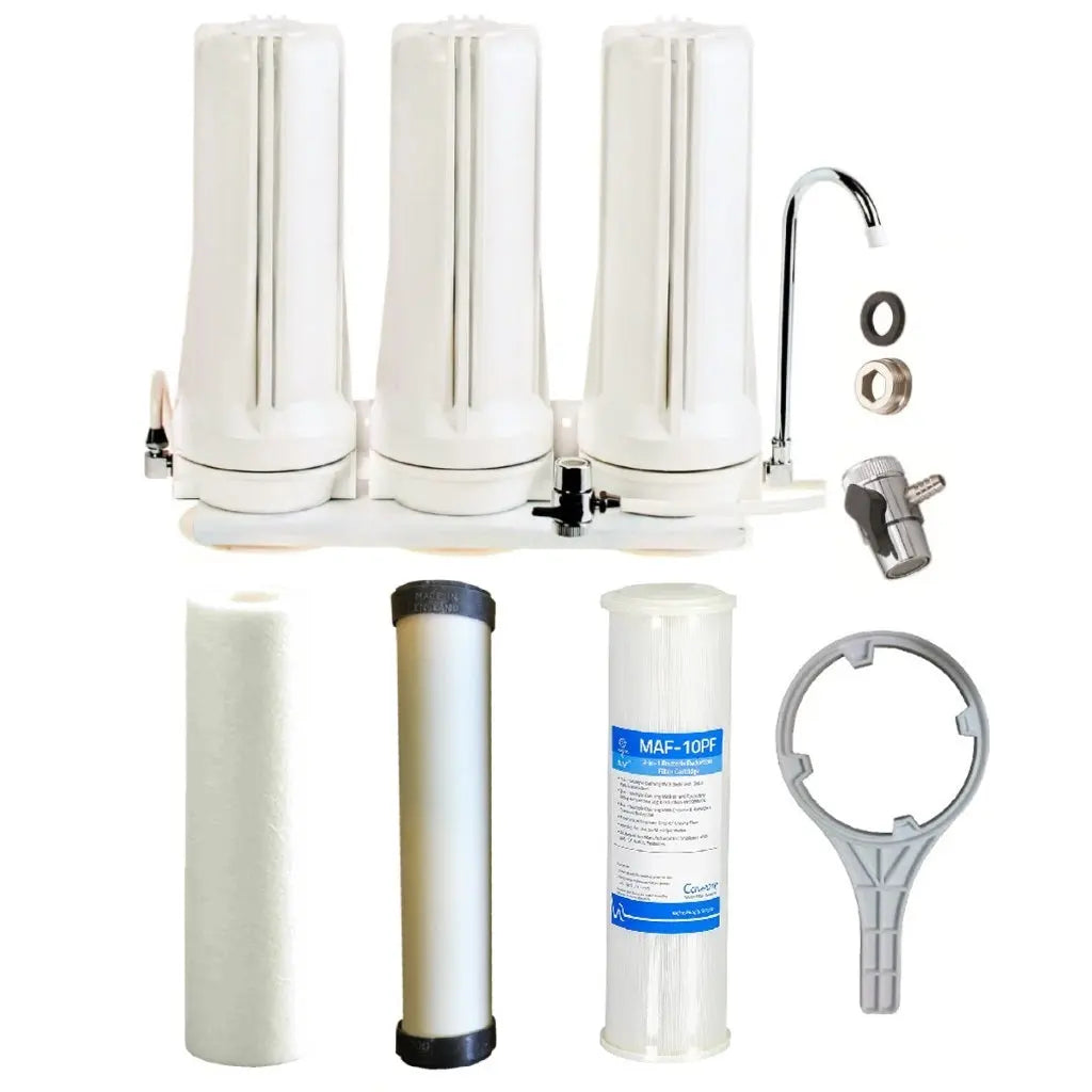 Tank Water White Triple Benchtop Countertop | Three Stage Counter Benchtop Sentry Water Filters
