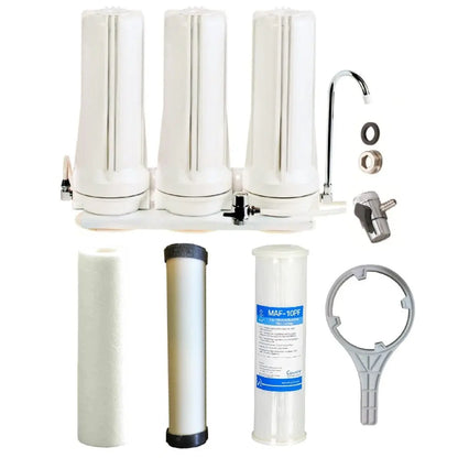 Tank Water White Triple Benchtop Countertop | Three Stage Counter Benchtop Sentry Water Filters